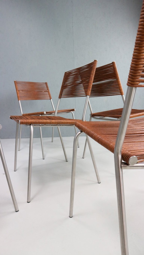 Image 1 of Satz von 6 Esszimmerstühlen "Miss B" von Tito Agnoli für Bonacina, Italien