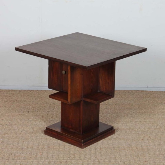 Image 1 of Geometric wooden side table dating from the 1940s