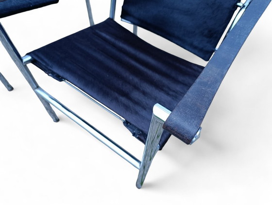 Image 1 of 2x Perriand jeanneret Le Corbusier chaise longue LC1 Cassina pony negro años 60