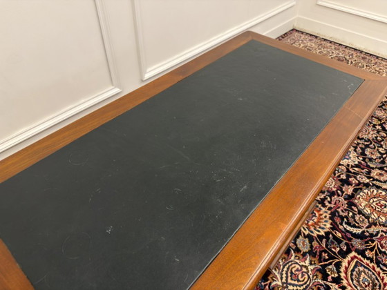 Klein Klassiek Engels Bureau Met Groen Leder – Leather, Wood (photo 16 of 17)