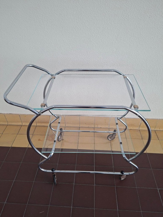 Image 1 of Servierwagen im Art-déco-Stil mit Rohrrahmen