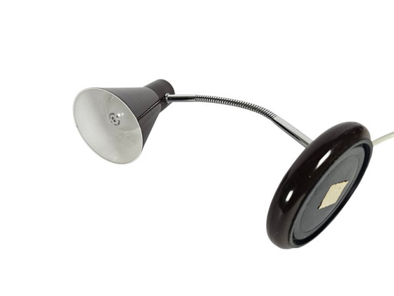 Image 1 of Tafellampje -'gooseneck' - chroom - metaal - vintage design - Italie - 1970's