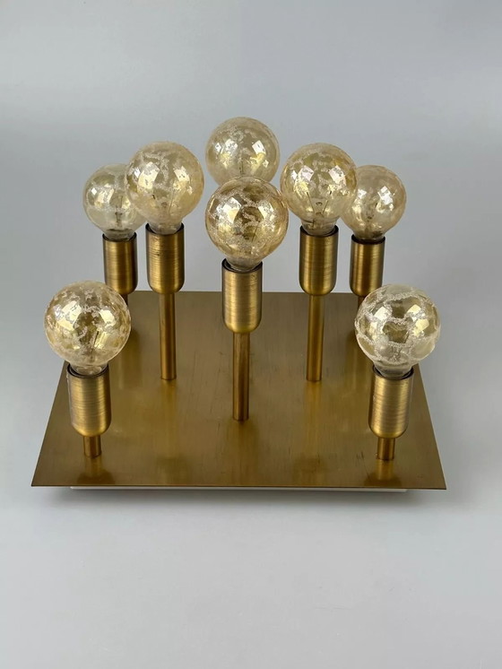 Image 1 of 60s 70s plafondlamp Sölken Leuchten Duitsland Design messing Space Age