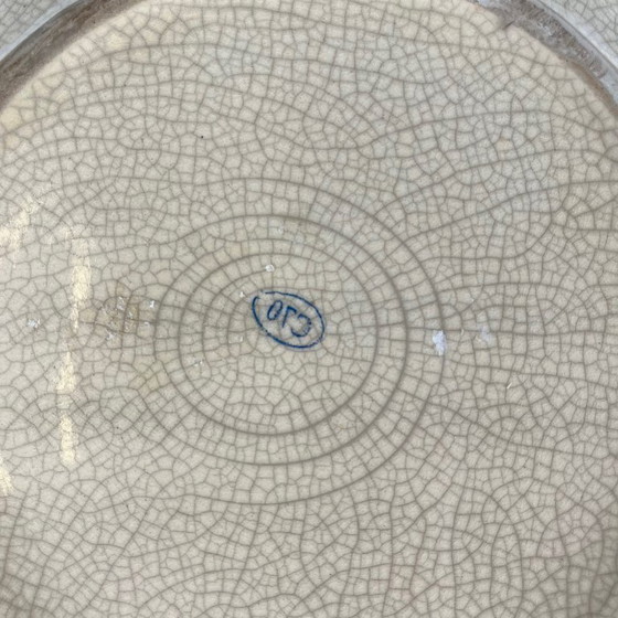 Plat en Faience Craquelée à Décor Exotique de Singes et Palmiers, Première Moitié du XXe Siècle. – Vaisselle (photo 3 of 8)