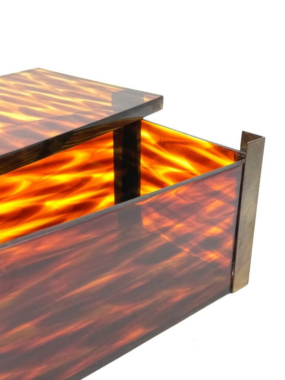 Image 1 of Portagioie moderno di metà secolo in lucite e ottone, Italia, anni '70