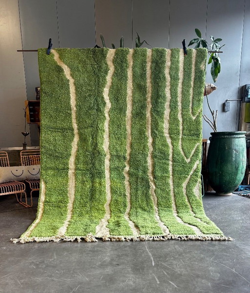 Tappeto verde marocchino 200x300 cm – Tappeto in lana fatto a mano, tappeto berbero moderno