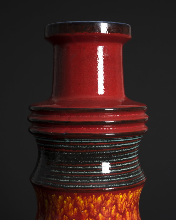 Image 1 of XXL Scheurich Fat Lava Pagoda Floor Vase 266-53 Bodenvase West German Pottery