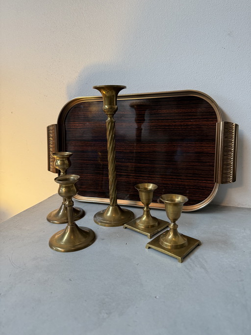Set di candelieri vintage in ottone – mix – Hollywood Regency