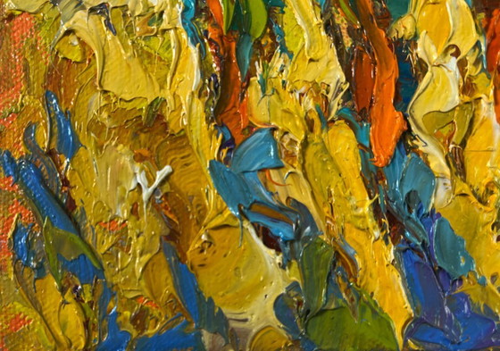 Image 1 of Original Oil Painting Colorful Nature Landscape Spring silence where you hear own heart