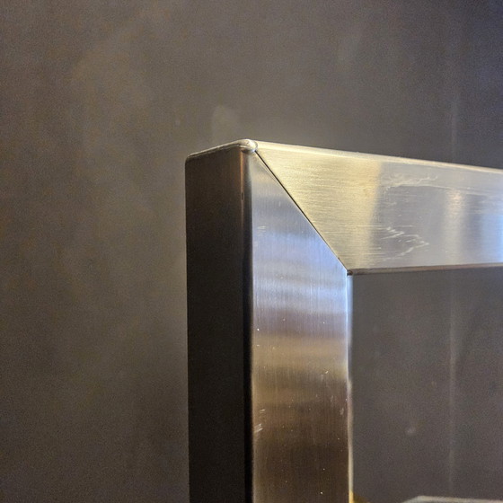 Image 1 of Vintage 80s Design Glass/Steel Display Cabinet by Peter Ghyczy (Dutch Design) Glass Wall Shelves