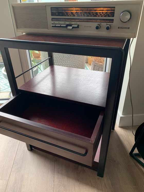 Mahogany Wood Metal Audio Furniture/Side Table Vintage, Chest of drawers, Brown, Modern (photo 3 of 10)