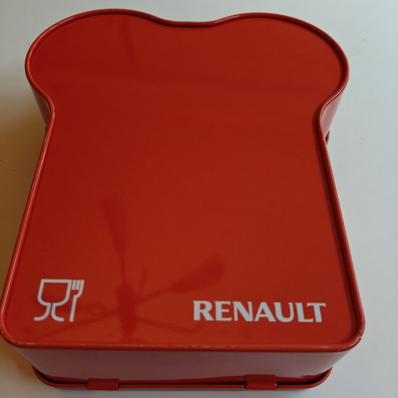 Image 1 of Vintage Renault broodvormige lunchbox/picknickblik – rood – Frankrijk