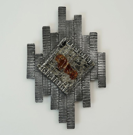 Applique da parete in ferro battuto e vetro in stile brutalista di metà secolo, anni '60/'70. – Iron, Glass (photo 6 of 12)