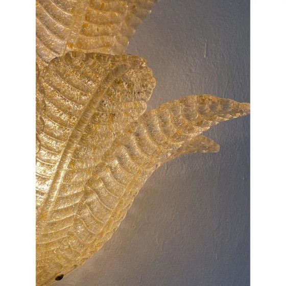 Image 1 of Set van 4 Murano glazen wandlampen in Venetiaans goudkleurig Graniglia bladdesign