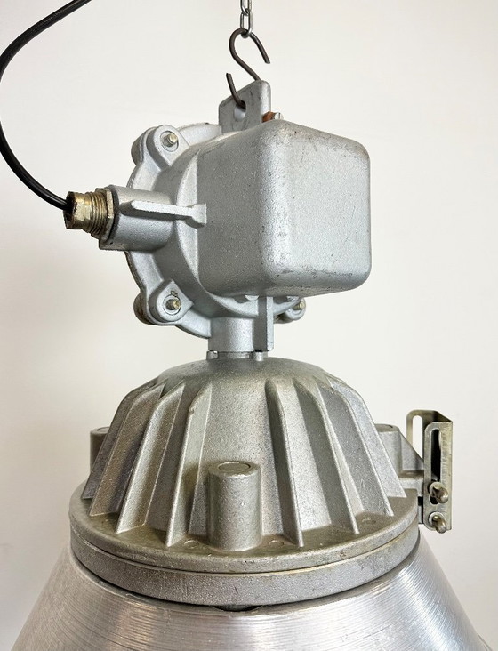 Image 1 of Large Industrial Cast Aluminium Cage Pendant Light from Polam Wilkasy, 1970s