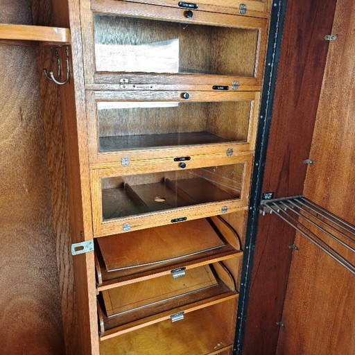 Herenkledingkast uit de jaren 1920 van mahonie en eikenhout, gemaakt door Compactom Ltd.