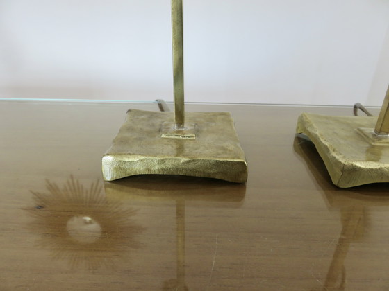 Image 1 of Paar verguld messing lampen, Frankrijk, 1970