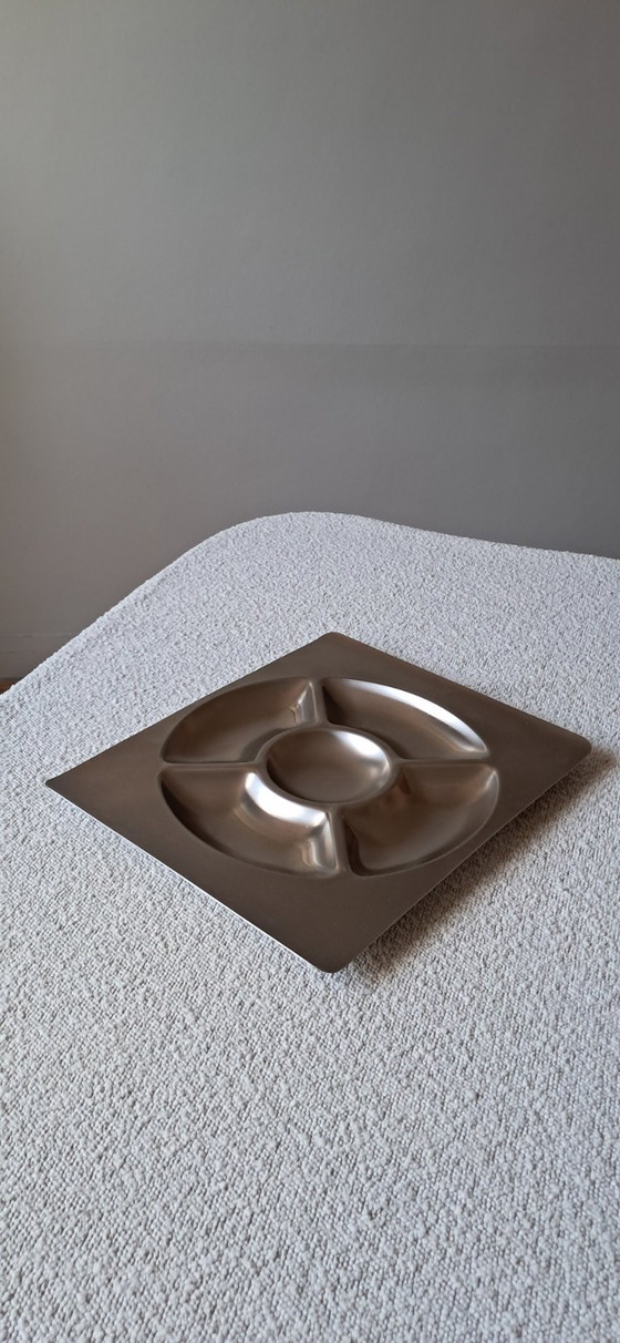 Image 1 of Vintage roestvrijstalen serveerschaal