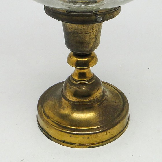 Vintage hanglamp van messing, jaren 1930 – Hanglampen, Glass, Brass (photo 9 of 11)