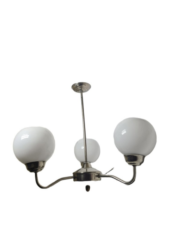 Art Deco Style Chandelier, Poland, 1960s – Glass, Metal (photo 7 of 10)