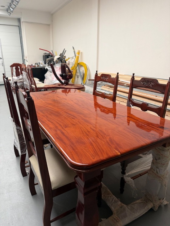 Mahoney Dinner Table With 4 Chairs – Esszimmergarnitur, Textile, Wood (photo 3 of 5)