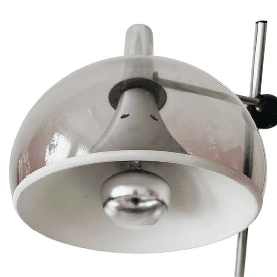 Image 1 of Vintage Space Age Dijkstra Table Lamp Chrome-Plated Grey Plexiglass 1970s