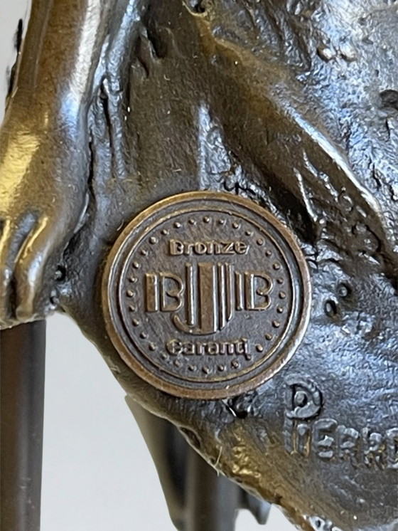 Image 1 of Superbo set di 3 sculture in bronzo firmate Collinet – stile Art Déco – 28 cm