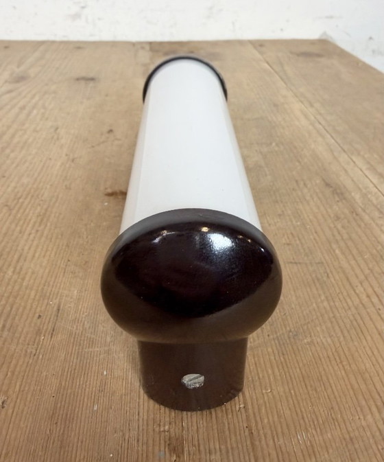 Image 1 of Industrial Brown Bakelite Wall Light with Milk Glass, 1950s
