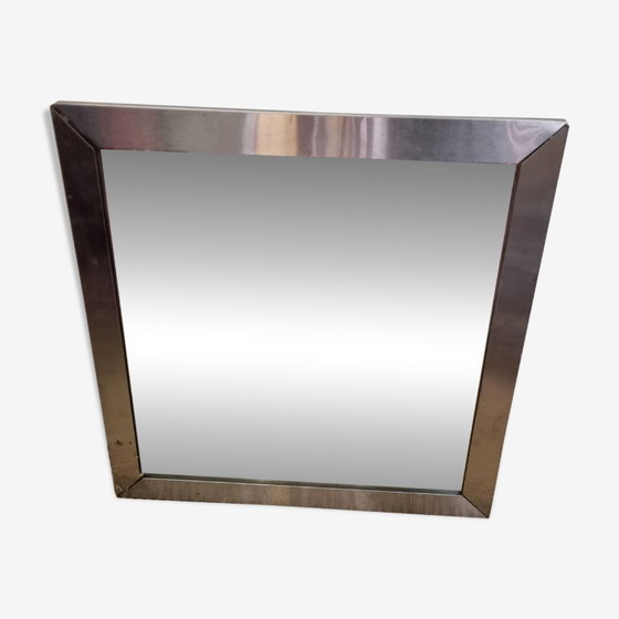 Image 1 of Miroir carré alu de 1980 (50X50cm)