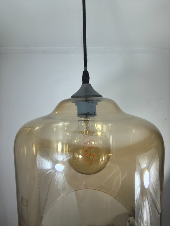 Image 1 of Pendant lamp with amber-colored glass