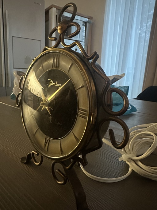 Horloge de table en laiton style Jacob Palmtag vintage, style moderne du milieu du siècle, années 50/60 (occasion)