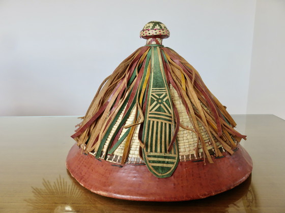 Image 1 of Cappello africano Fulani, pelle e corda intrecciata, 1900