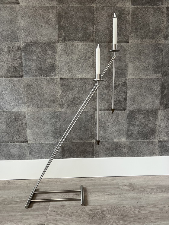 Image 1 of Doppeltes RVS-Kandelaar-Design. Degelijke uitvoering