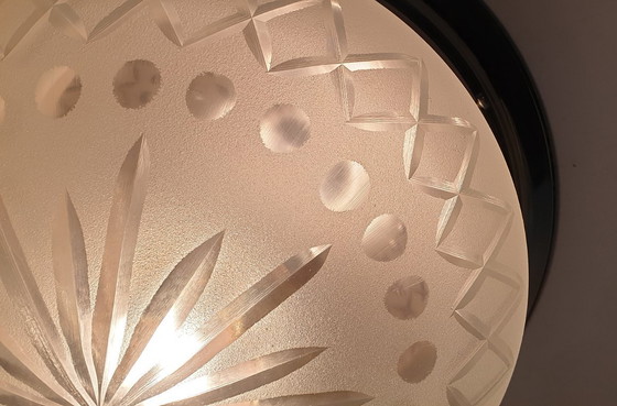 Image 1 of Lampada da soffitto Art Déco in vetro tagliato e cromato