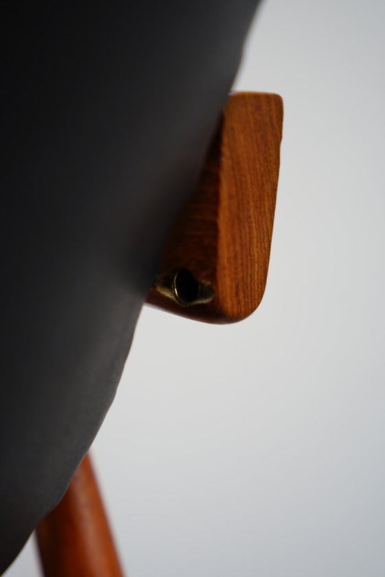 Image 1 of 6 Kai Kristiansen stoelen | Model 42 | Teak Leder patina