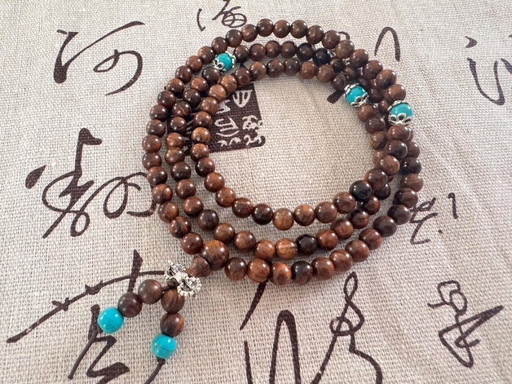 Handmade Natural Dark Rosewood Mala Bracelet 108 Beads Meditation Protection Calming Energy Buddhist Prayer Wooden Necklace