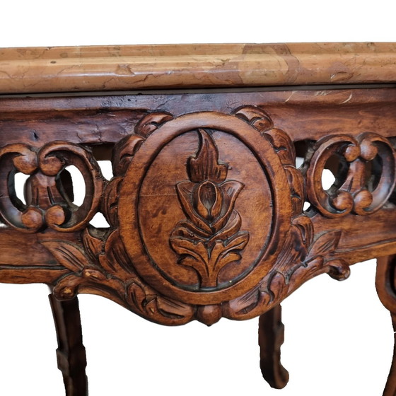 Image 1 of Louis XV style side table with marble top, 20th century