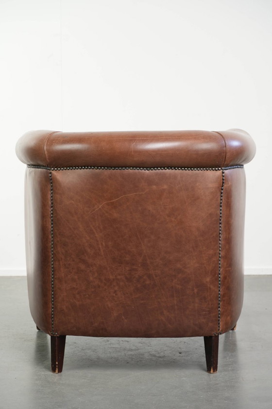 Cognacfarbener Club-Sessel im englischen Stil aus Rindsleder in gutem Zustand – Leather (photo 4 of 11)