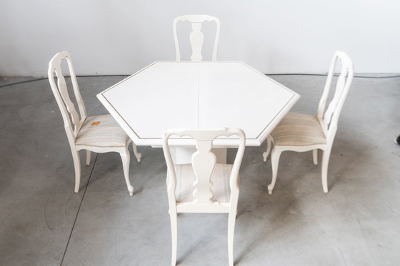 Image 1 of Table de salle à manger extensible Mario Sabot 1980S en bois laqué blanc