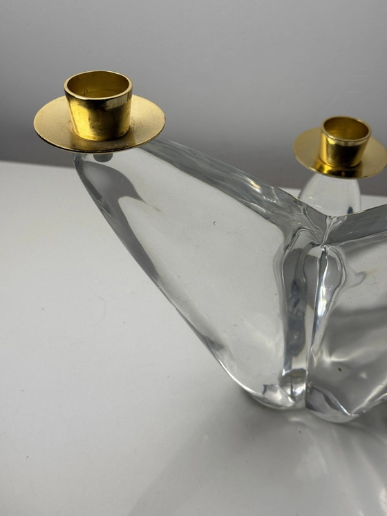 Lampadario modernista in cristallo massiccio e ottone – Firmato Schneider 1960 – Portacandele, Vetro, Design (photo 10 of 13)
