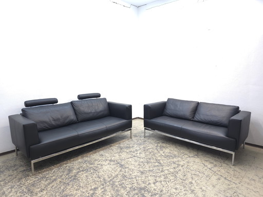 Canapé design FSM Easy Set en cuir noir