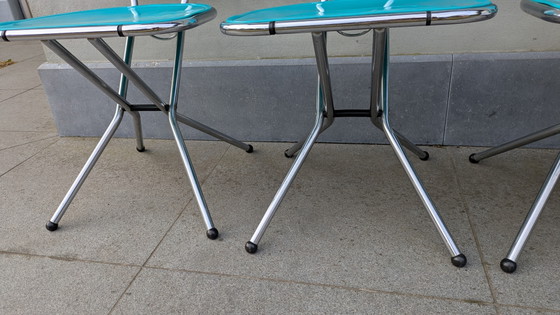 Image 1 of Set mit 4 türkisfarbenen Ikea Isak Klappstühlen