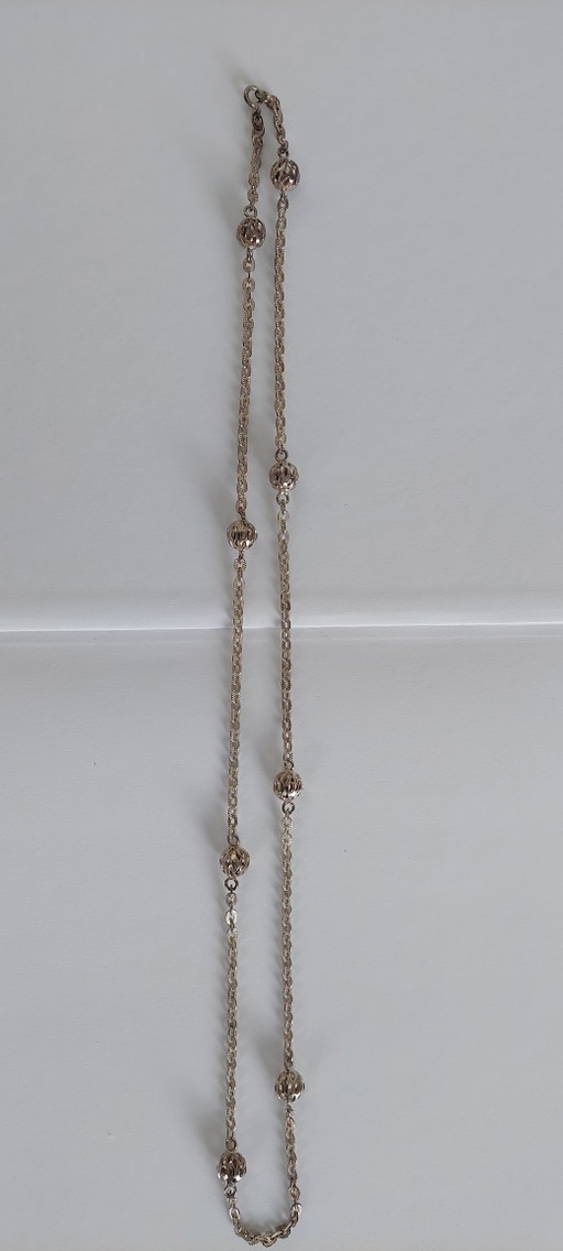 Wunderschöne Vintage-Halskette aus Silber mit Makka-Peri-Filigranmuster – 65 cm (16 Gramm)