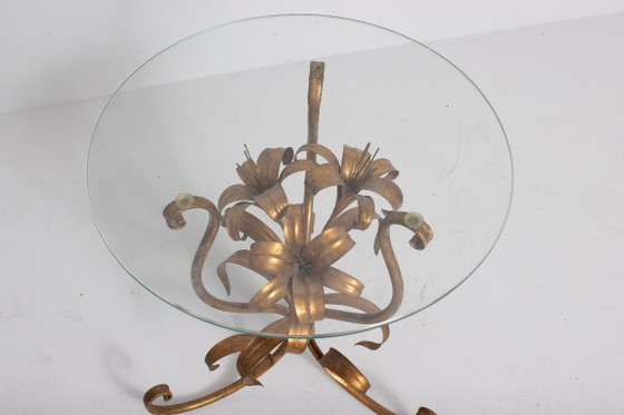 Hans Kögl Vintage Bijzettafel In Verguld Metaal En Glas – Jaren 60/70 (photo 3 of 6)