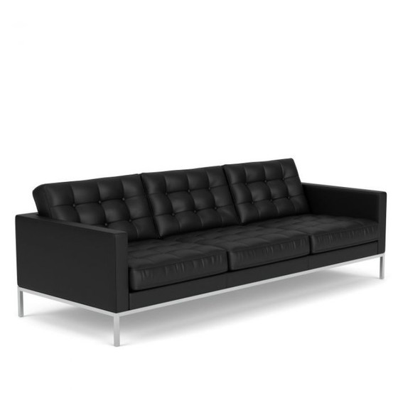 Image 1 of Florence Knoll 3 zits bank zwart leder