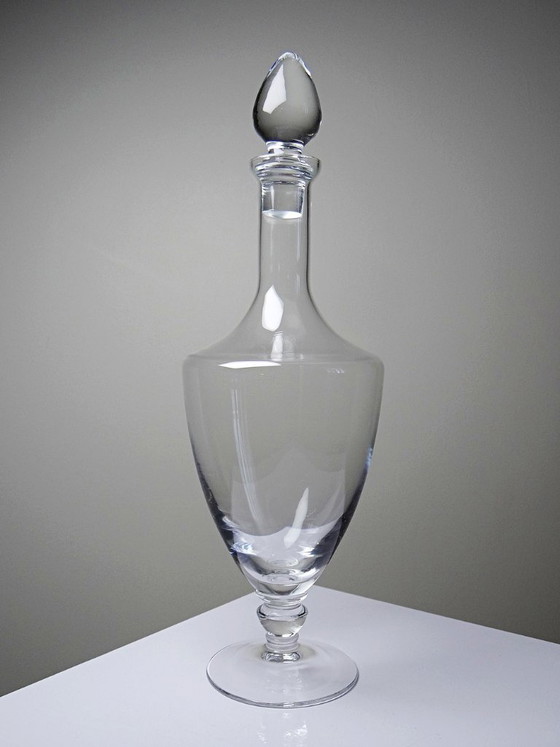 Image 1 of Grande carafe à décanter balustre vintage en cristal soufflé, années 1960