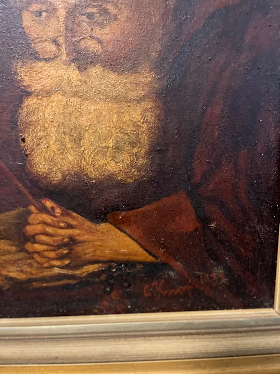 Image 1 of Antiek Portret van een Monnik – C. Knorr (1897) – Olieverf op Doek
