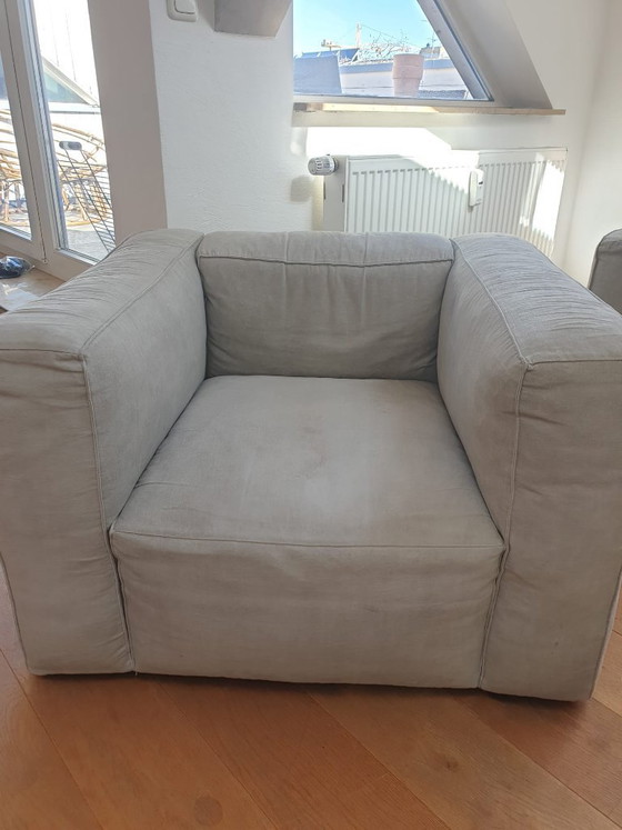 Image 1 of Ligne Roset NILS Ensemble 2 x 3-Sitzer, Sessel, Fußteil, 8 Kissen