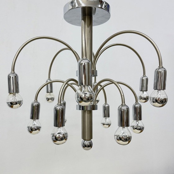 Image 1 of Lampada da soffitto vintage in ottone cromato di Sciolari, anni '70