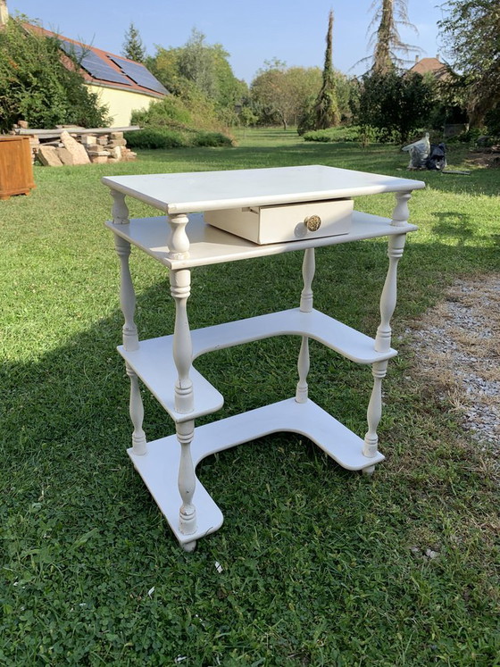 Small Hungarian White Side Table, 1960s (photo 5 of 5)